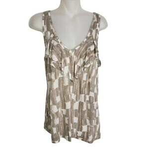 Banana Republic Womens Tank Top Size Small V-Neck Sleeveless Ruffles Rayon Tan